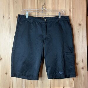 Armani Jeans AJ Men's Black Cargo Shorts Size 33 Cotton Stretch Eagle Logo